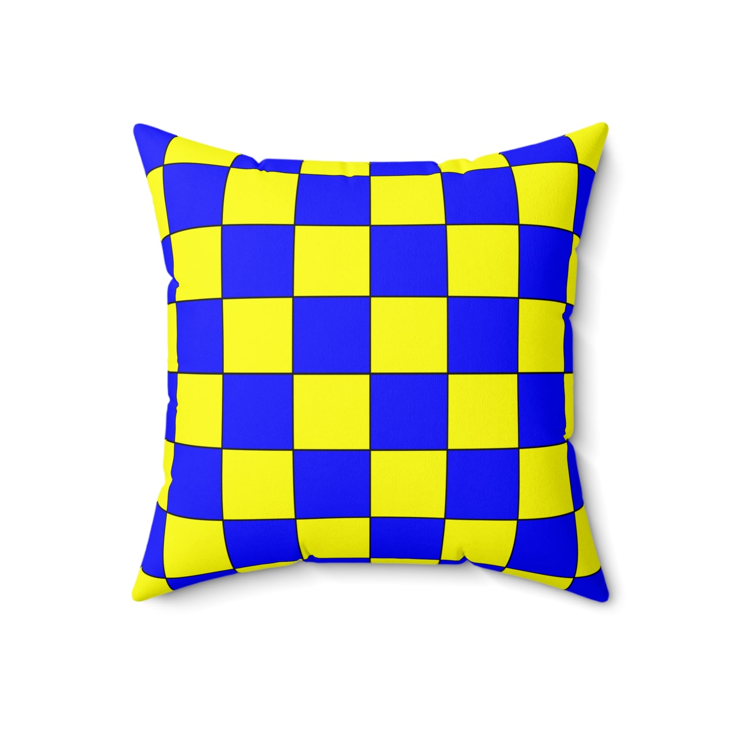 Yellow, Blue Retro Check Cushion Pillow