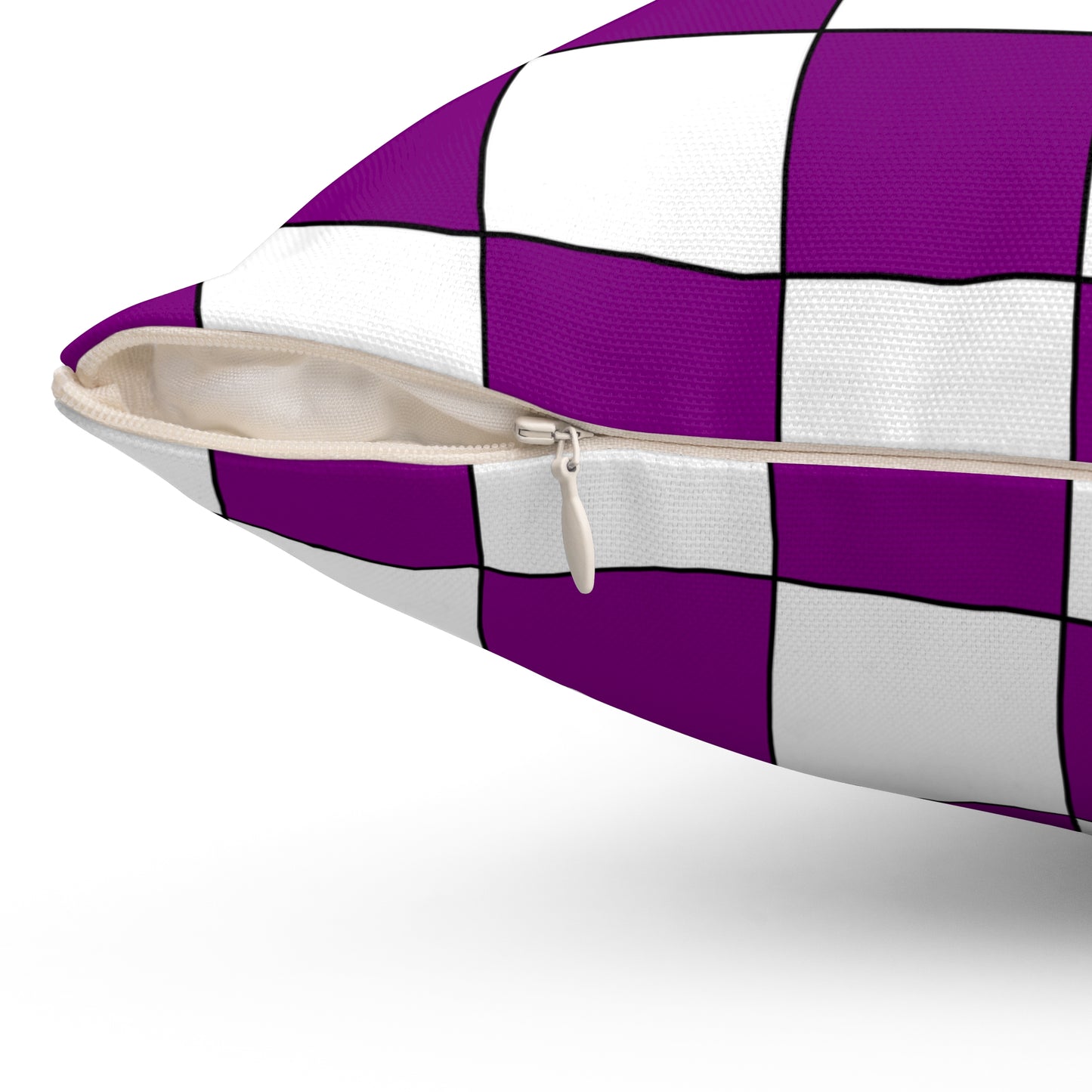 Purple, White Retro Check Cushion Pillow