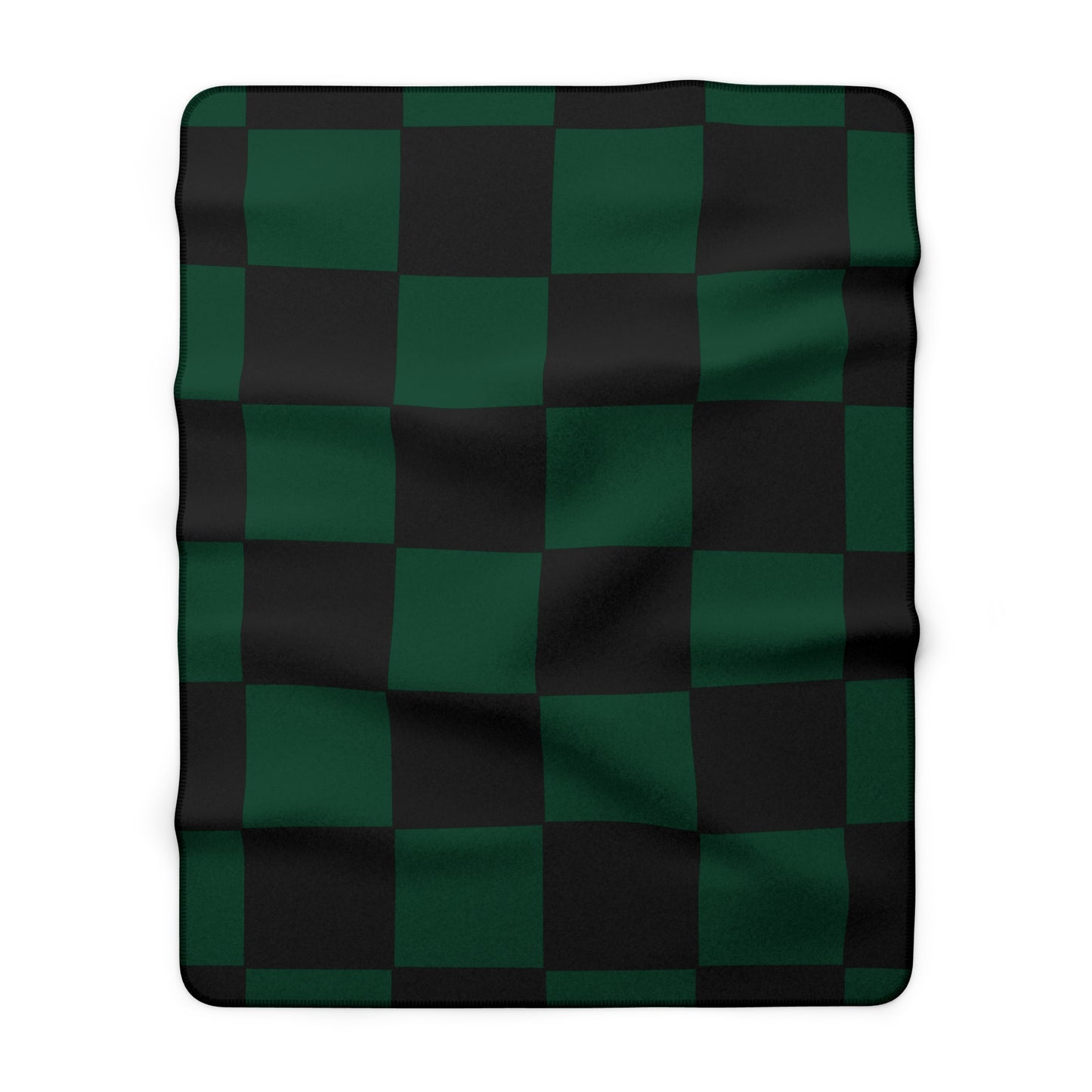 Dark Green, Black Retro Check Blanket Throw