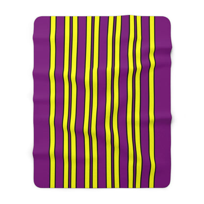 Purple, Yellow Retro Stripes Blanket Throw