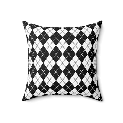 Black, White Retro Argyle Cushion Pillow