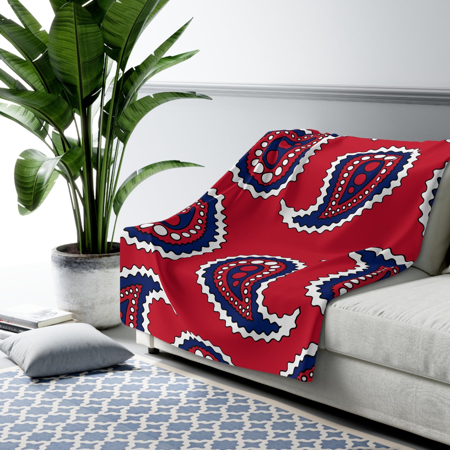 Saint Helena, Ascension And Tristan Da Cunha Retro Paisley Blanket Throw