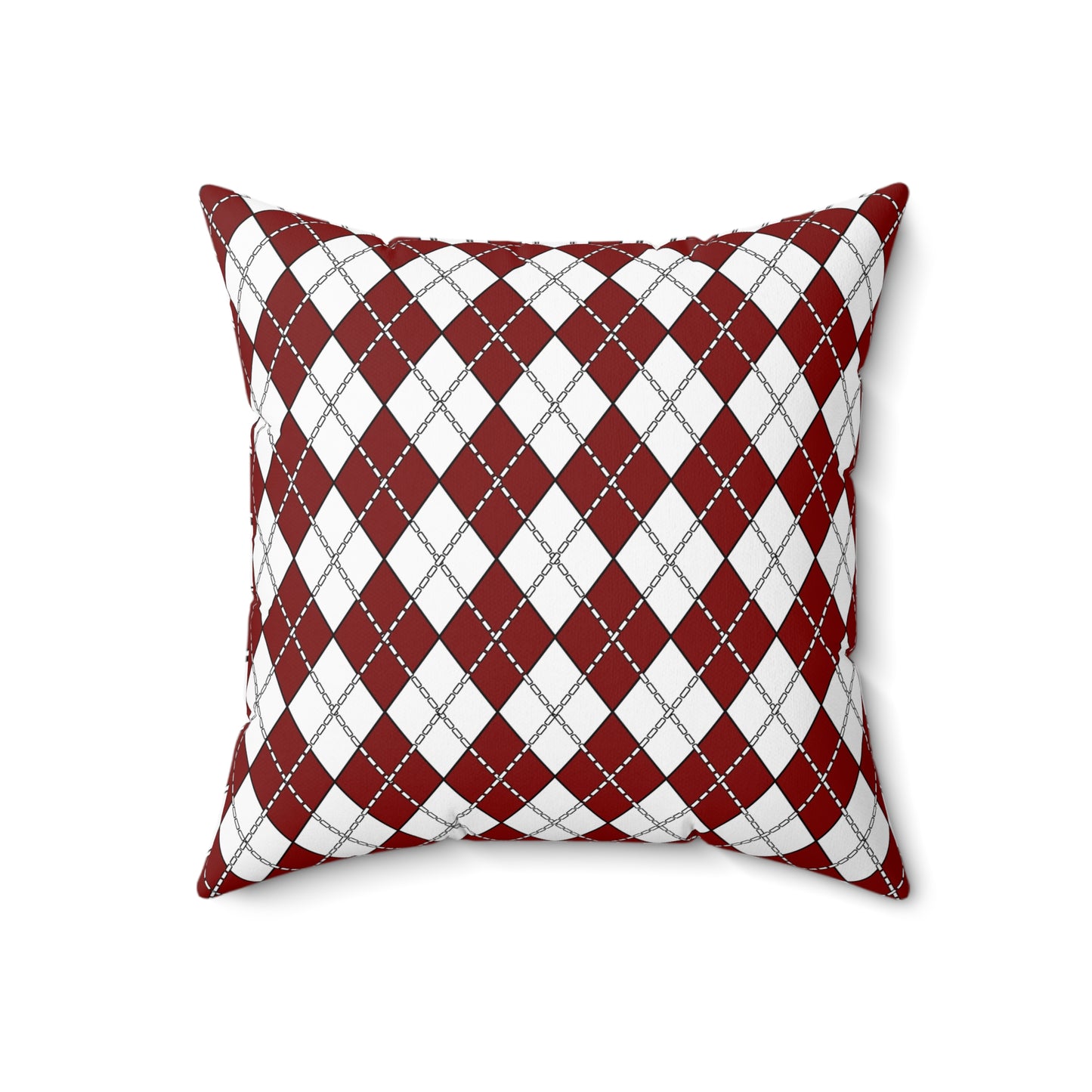 Maroon, White Retro Argyle Cushion Pillow