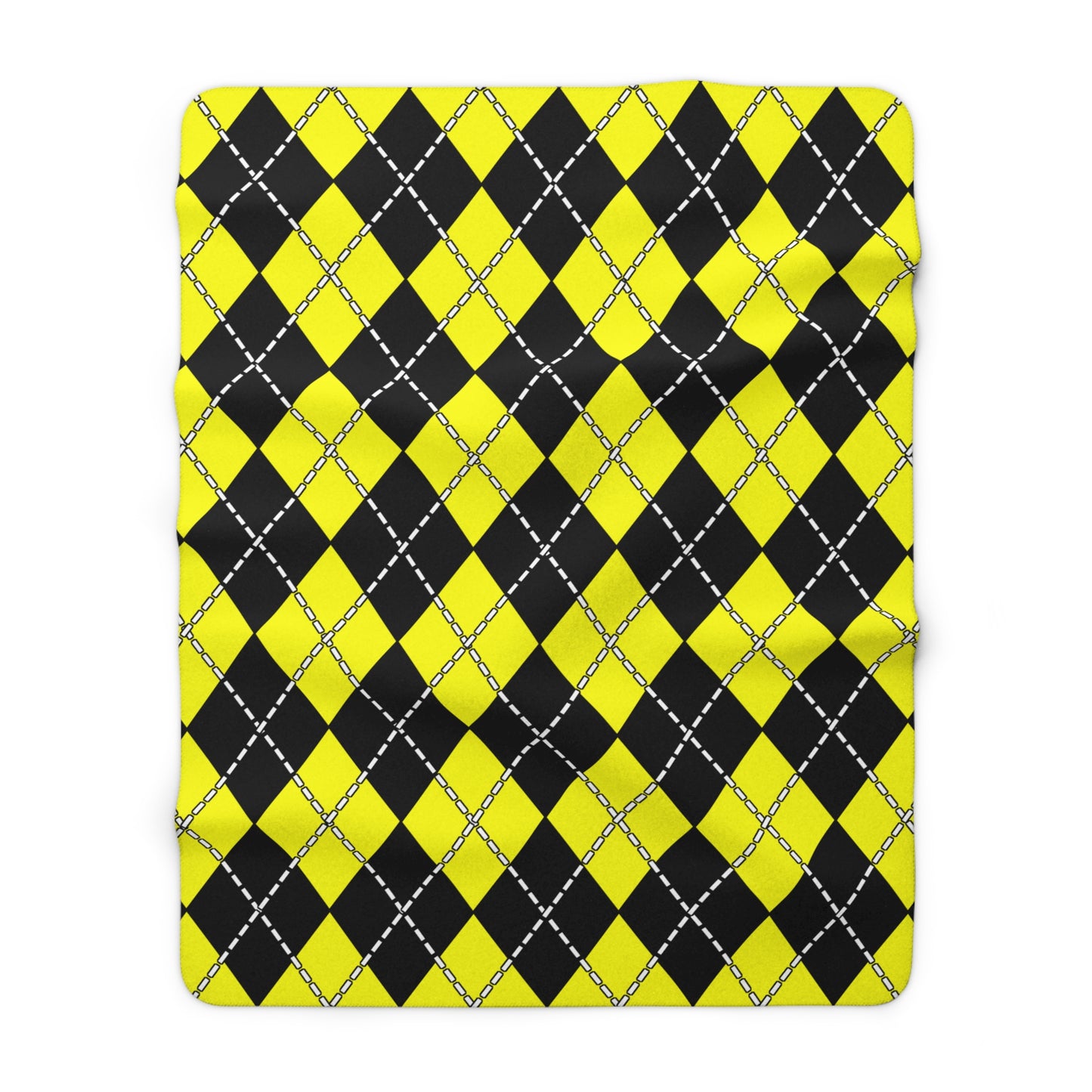 Yellow, Black Retro Argyle Blanket Throw