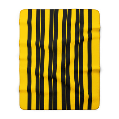 Gold, Black Retro Stripes Blanket Throw