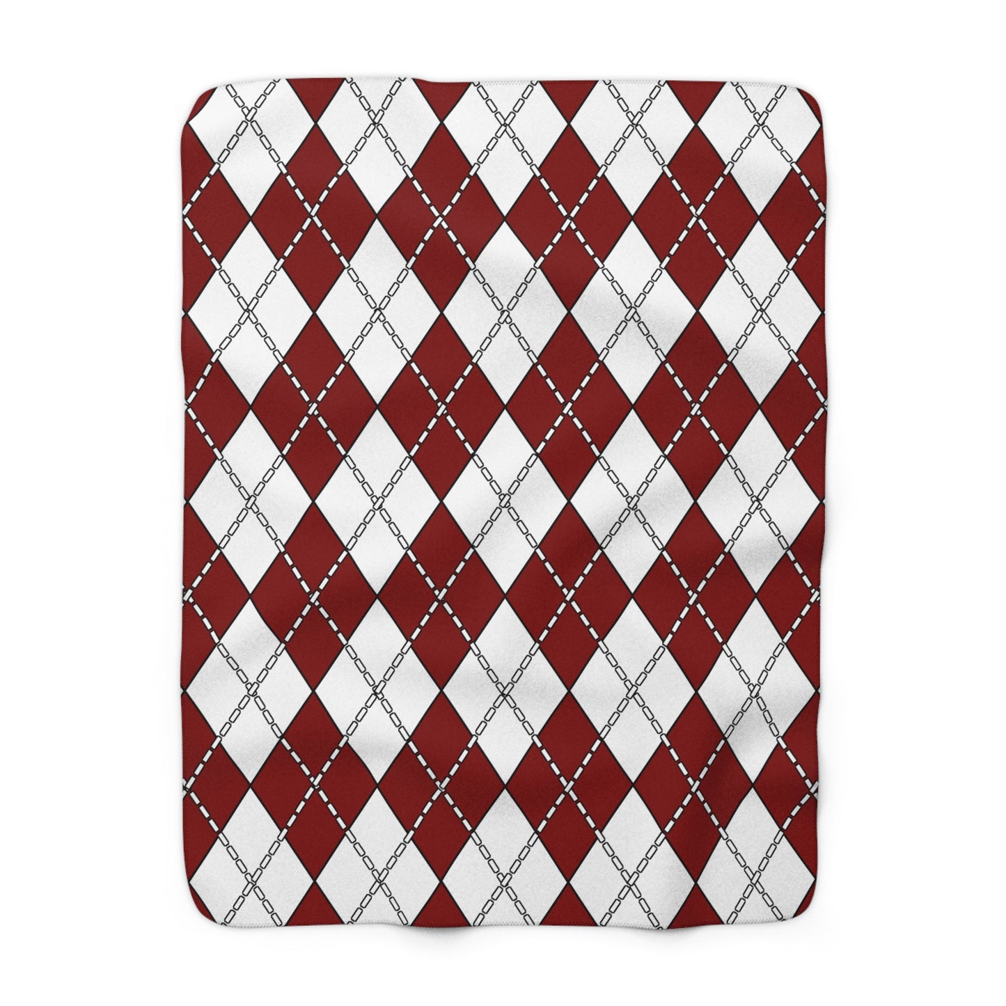 Maroon, White Retro Argyle Blanket Throw