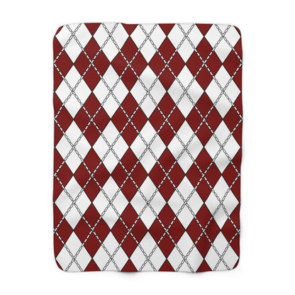 Maroon, White Retro Argyle Blanket Throw