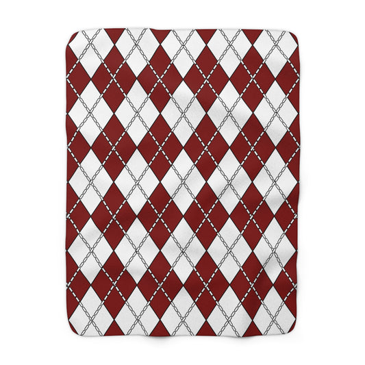 Maroon, White Retro Argyle Blanket Throw