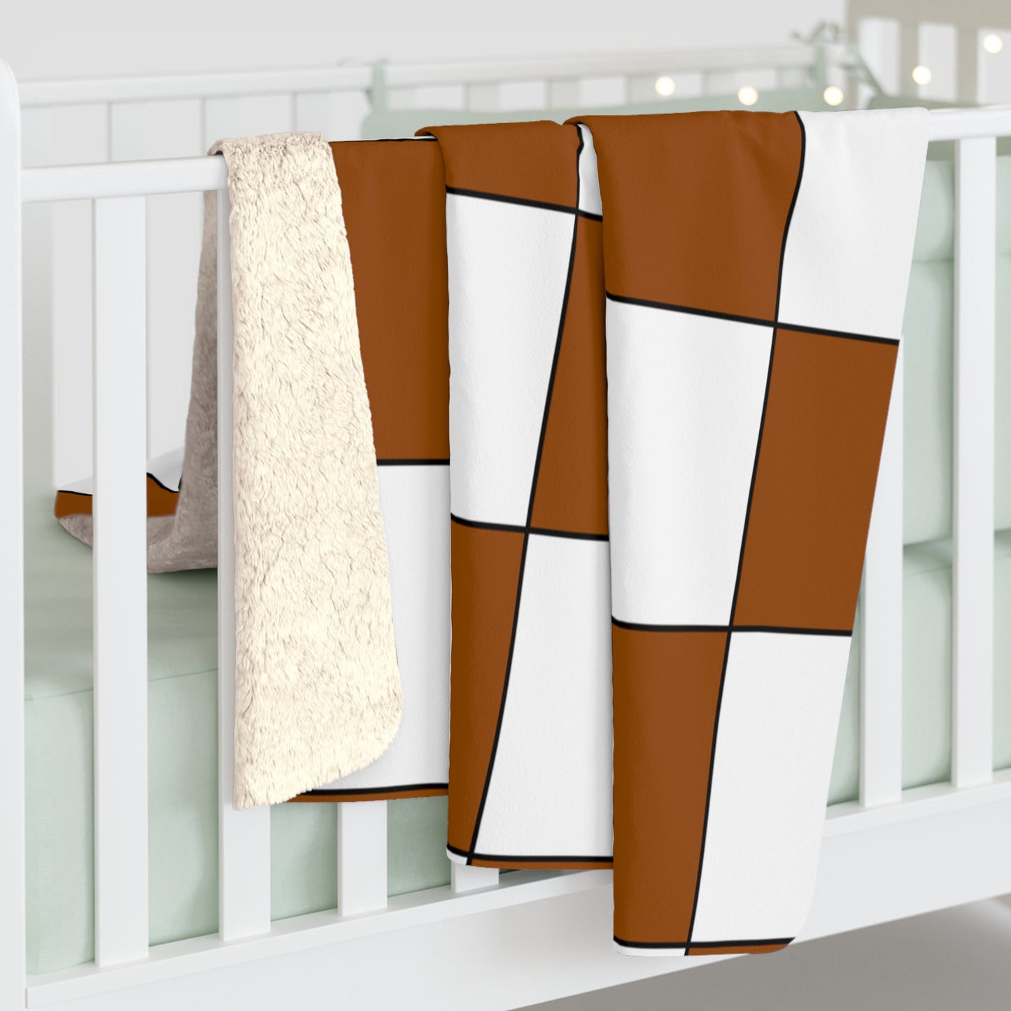 Brown, White Retro Check Blanket Throw