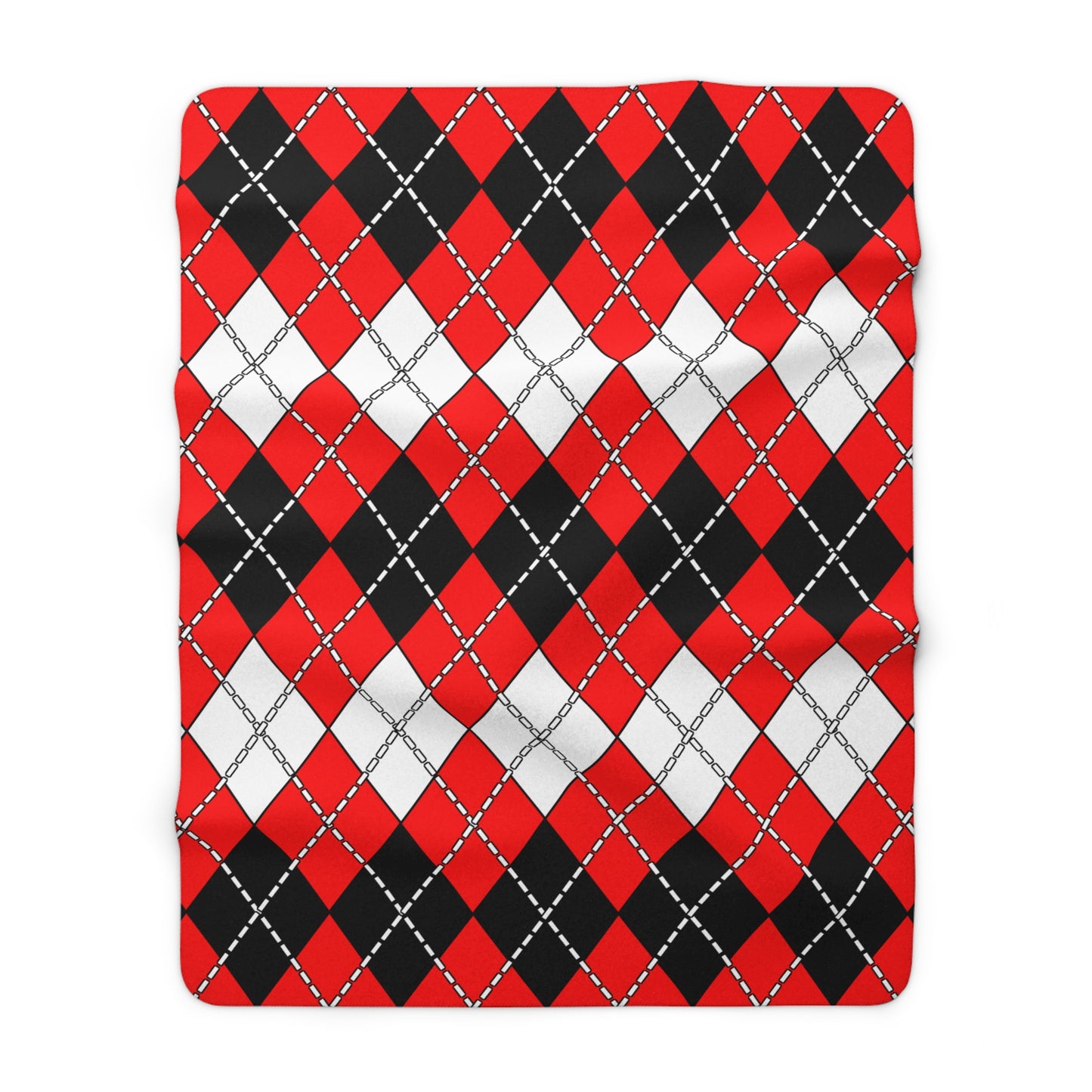 Red, Black, White Retro Argyle Blanket Throw