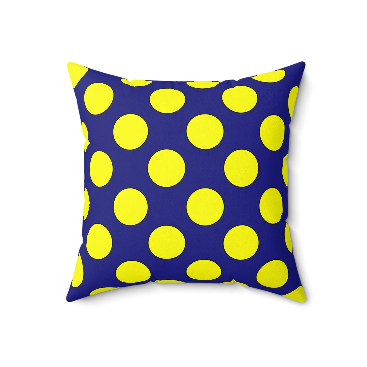 Navy Blue, Yellow Retro Polka Dots Cushion Pillow