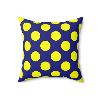 Navy Blue, Yellow Retro Polka Dots Cushion Pillow