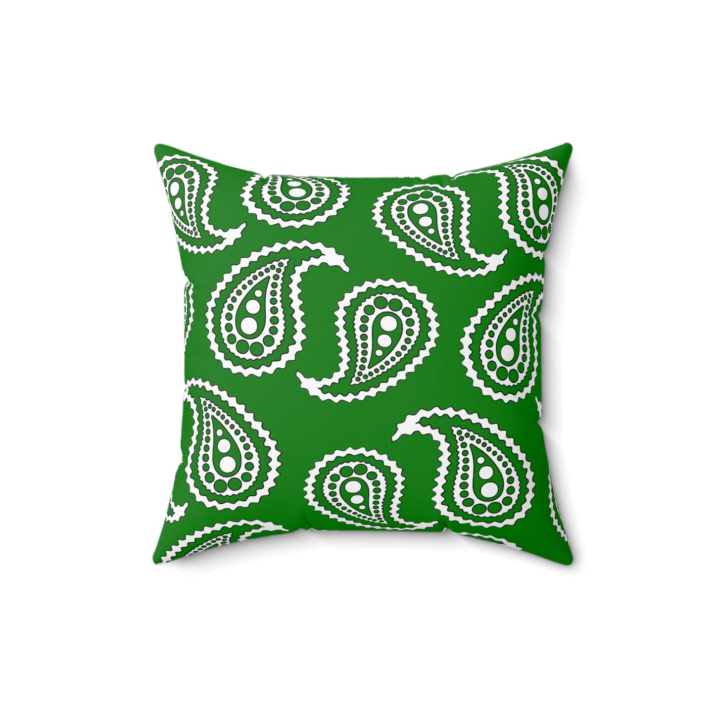Green, White Retro Paisley Cushion Pillow