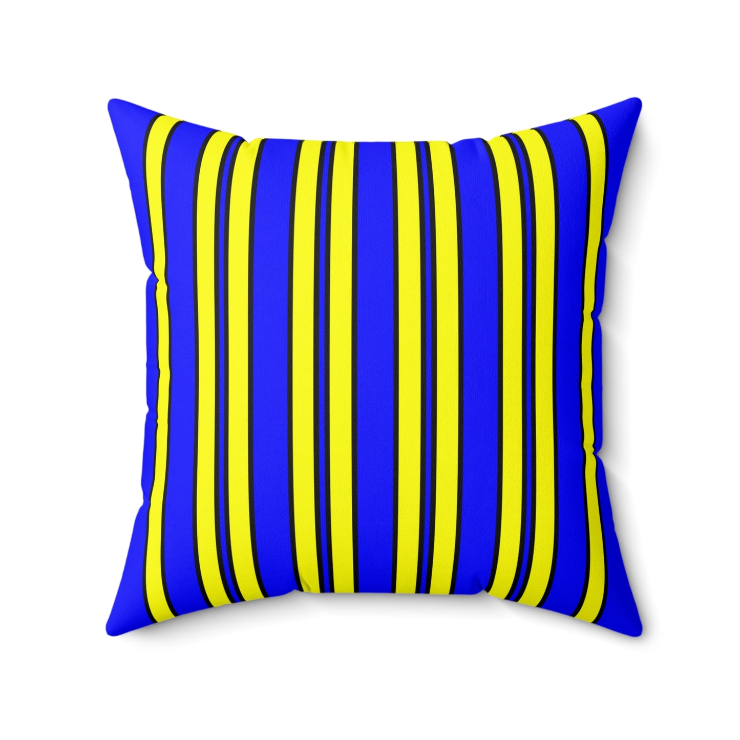 Blue, Yellow Retro Stripes Cushion Pillow