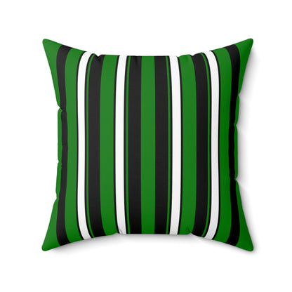 Green, Black, White Retro Stripes Cushion Pillow