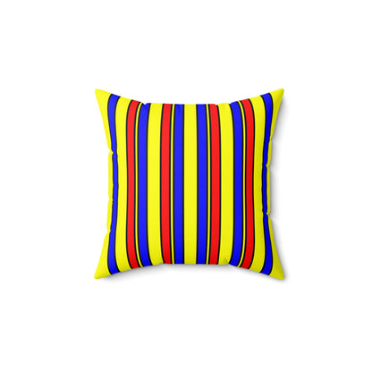 Yellow, Blue, Red Retro Stripes Cushion Pillow