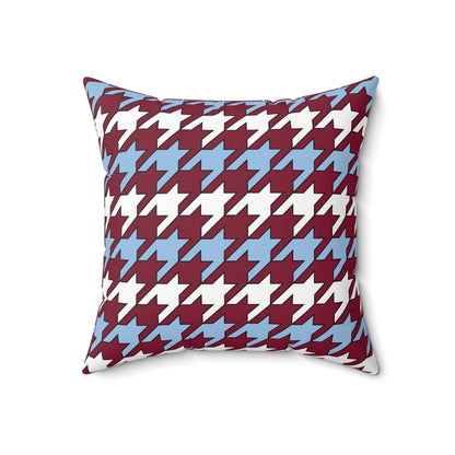 Claret, Blue, White Retro Houndstooth Cushion Pillow