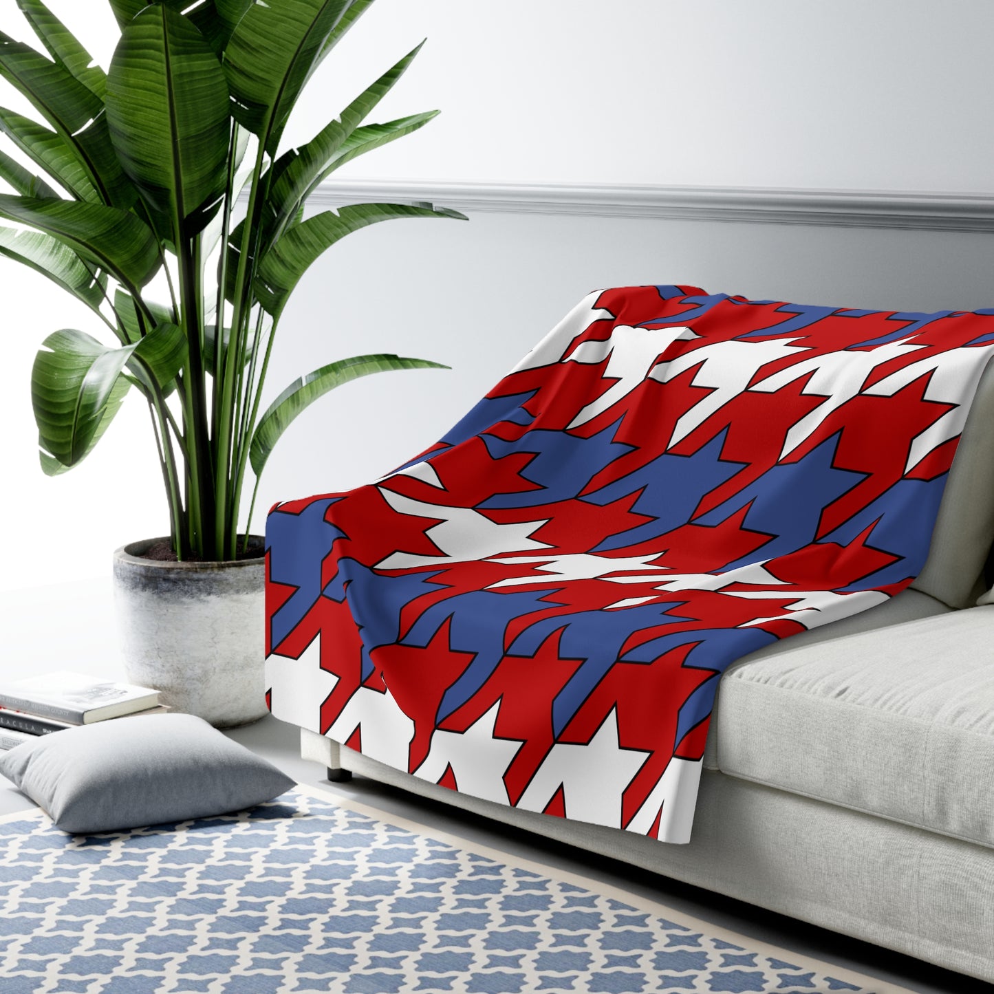 Democratic Peoples Republic Of Korea Retro Houndstooth Blanket Throw
