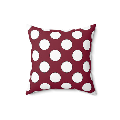 Claret, White Retro Polka Dots Cushion Pillow