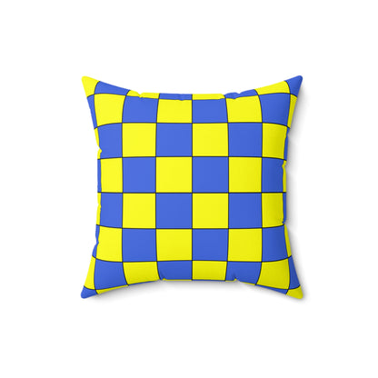 Royal Blue, Yellow Retro Check Cushion Pillow