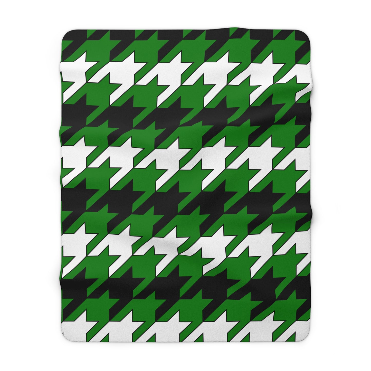 Green, Black, White Retro Houndstooth Blanket Throw