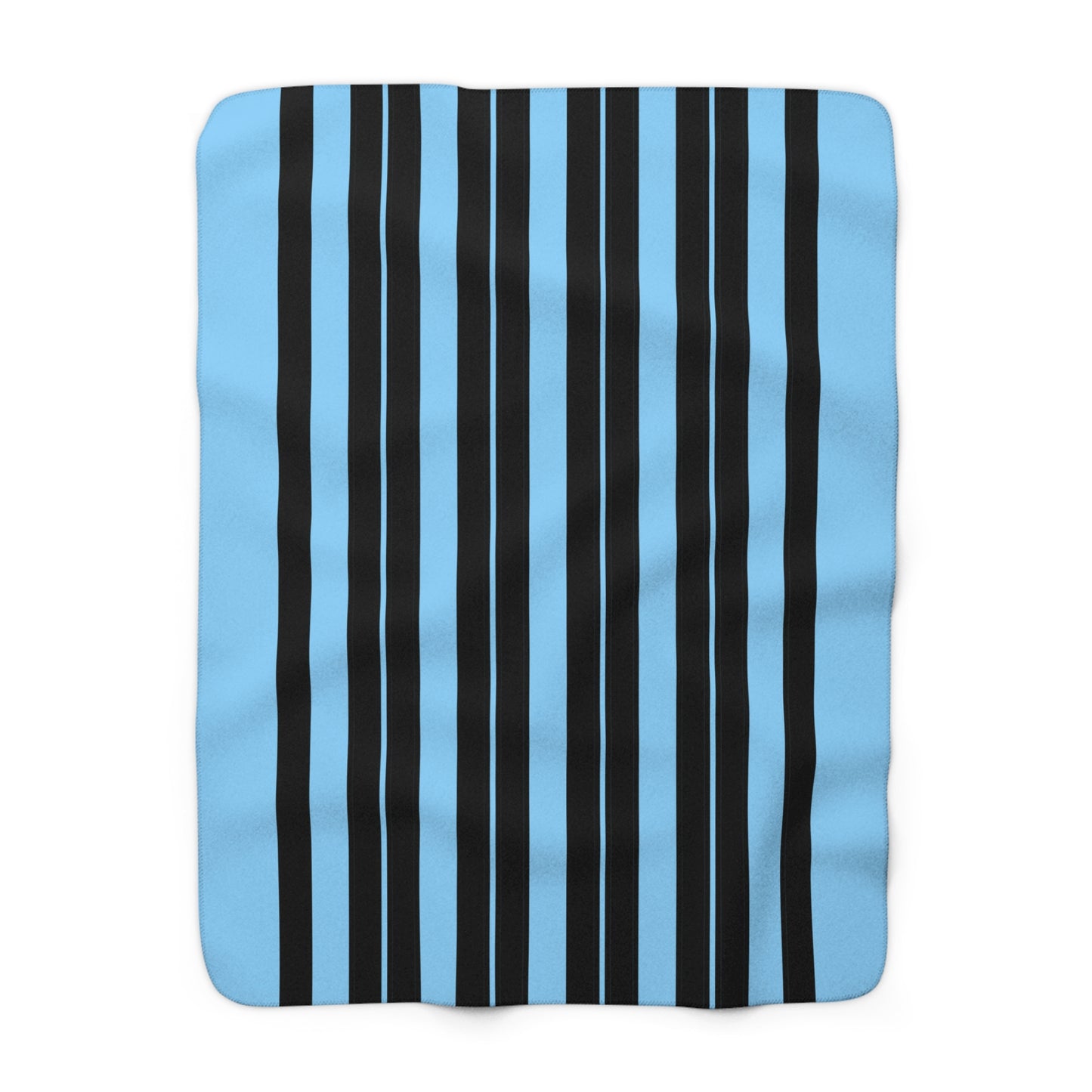 Light Blue, Black Retro Stripes Blanket Throw