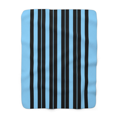 Light Blue, Black Retro Stripes Blanket Throw