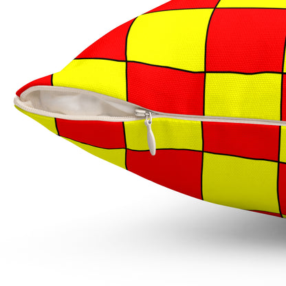 Red, Yellow Retro Check Cushion Pillow