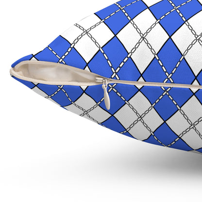 Royal Blue, White Retro Argyle Cushion Pillow