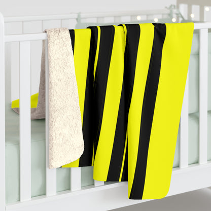 Yellow, Black Retro Stripes Blanket Throw