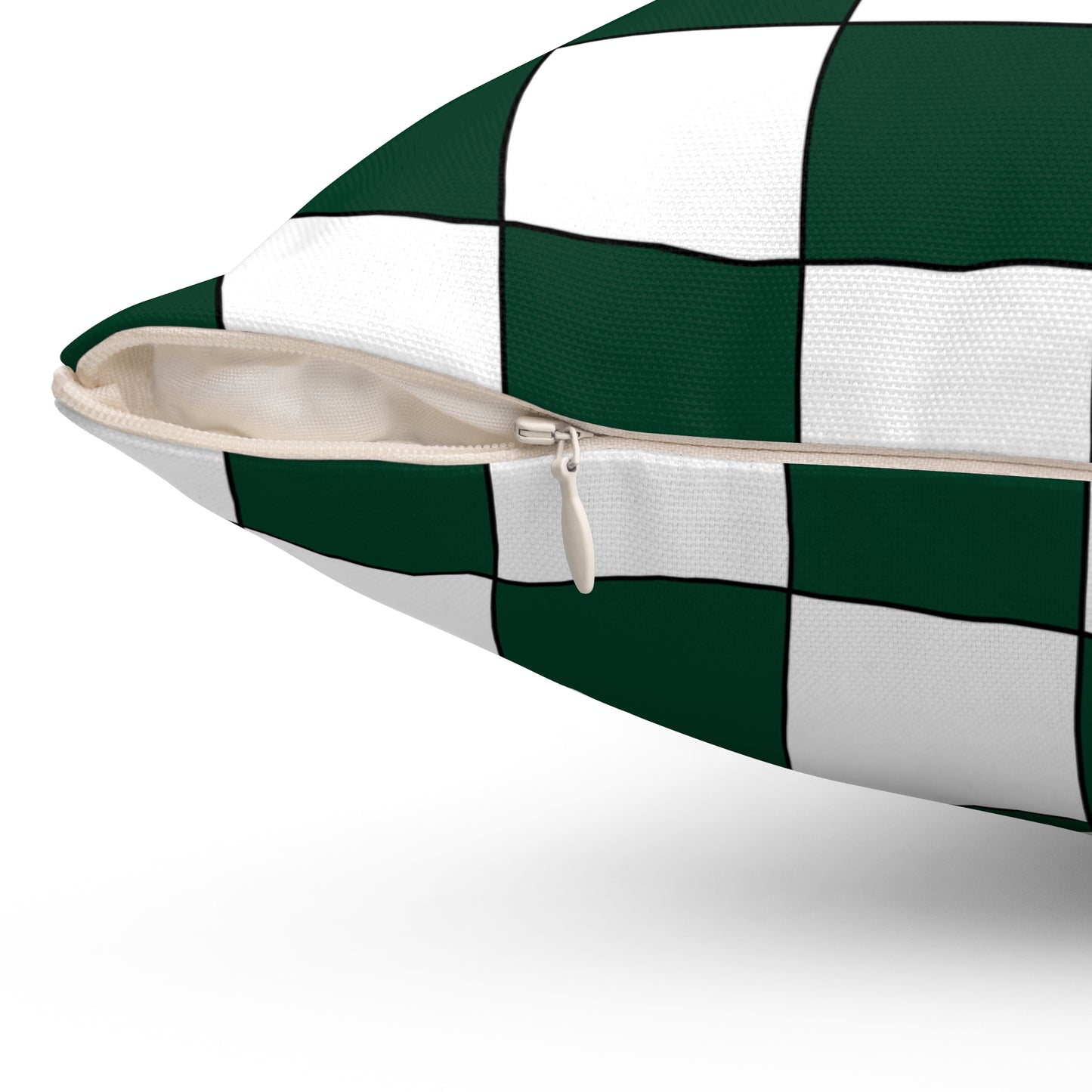 Dark Green, White Retro Check Cushion Pillow