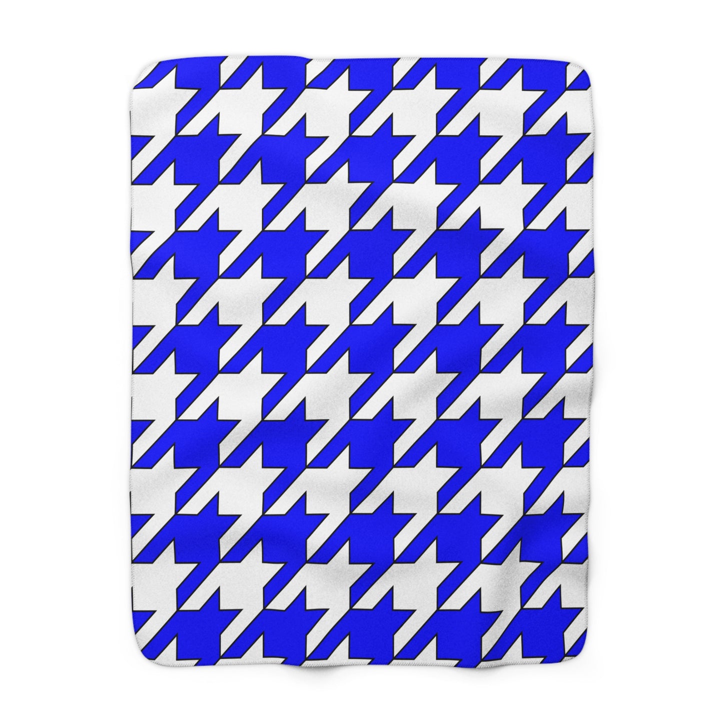 Blue, White Retro Houndstooth Blanket Throw
