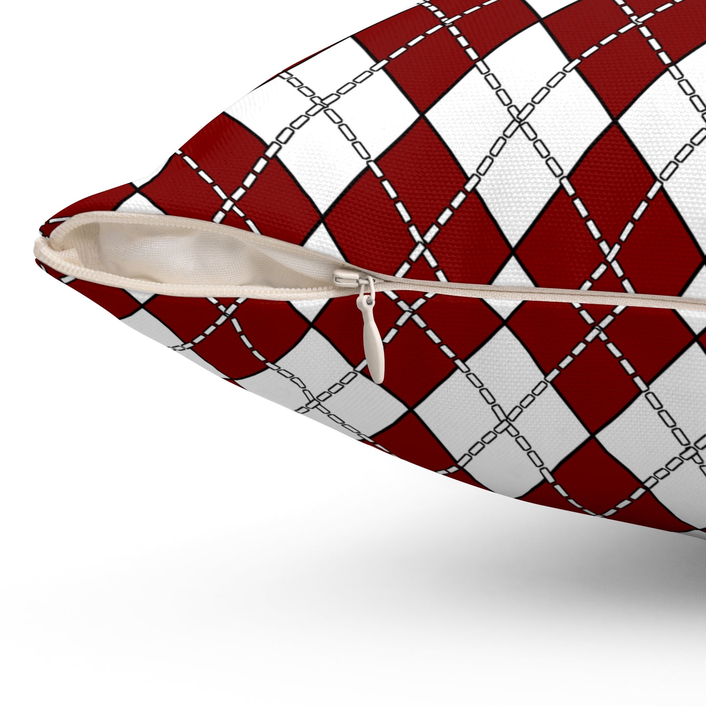 Maroon, White Retro Argyle Cushion Pillow