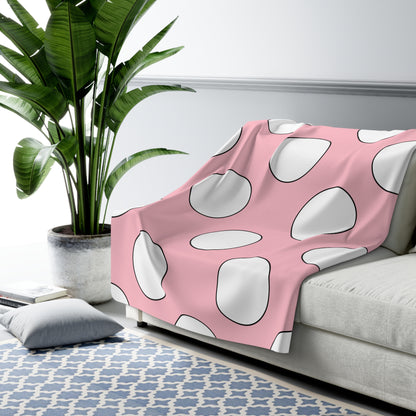 Pink, White Retro Polka Dots Blanket Throw