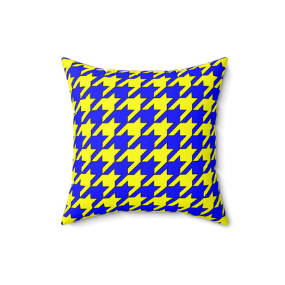 Blue, Yellow Retro Houndstooth Cushion Pillow