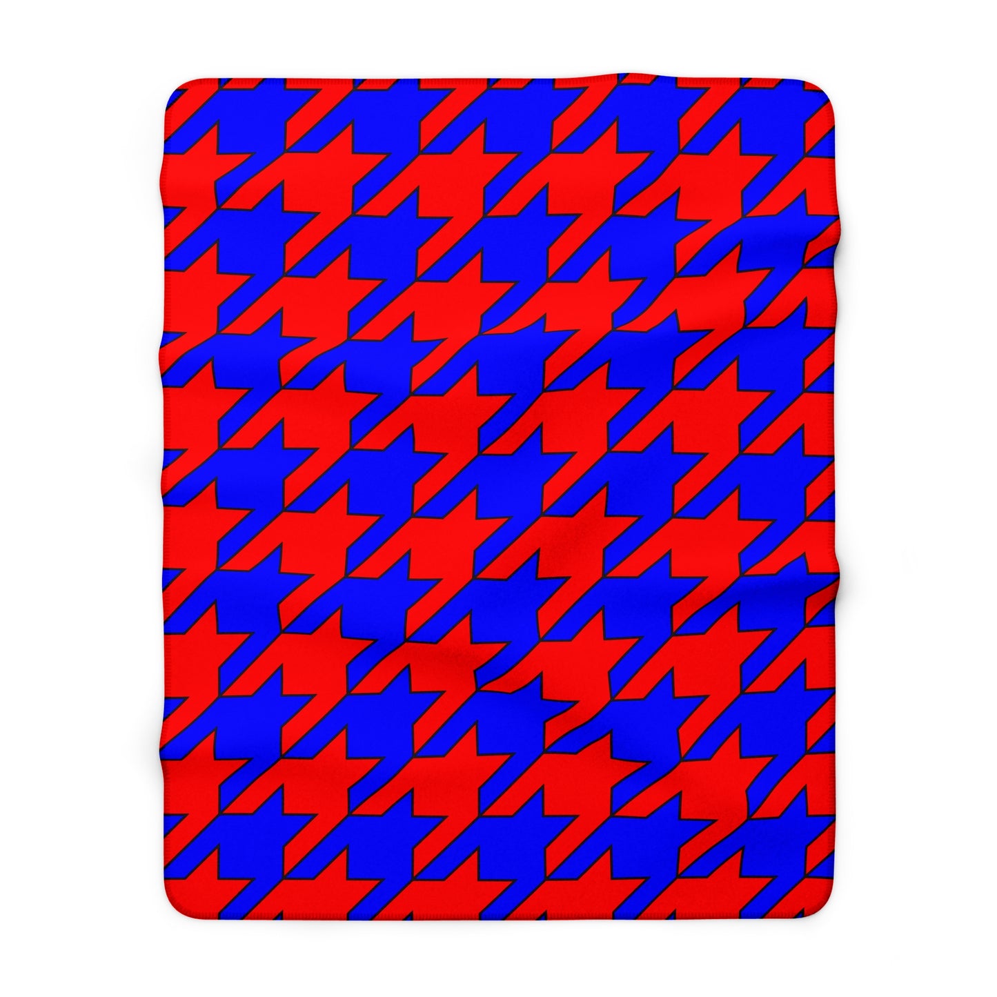 Blue, Red Retro Houndstooth Blanket Throw