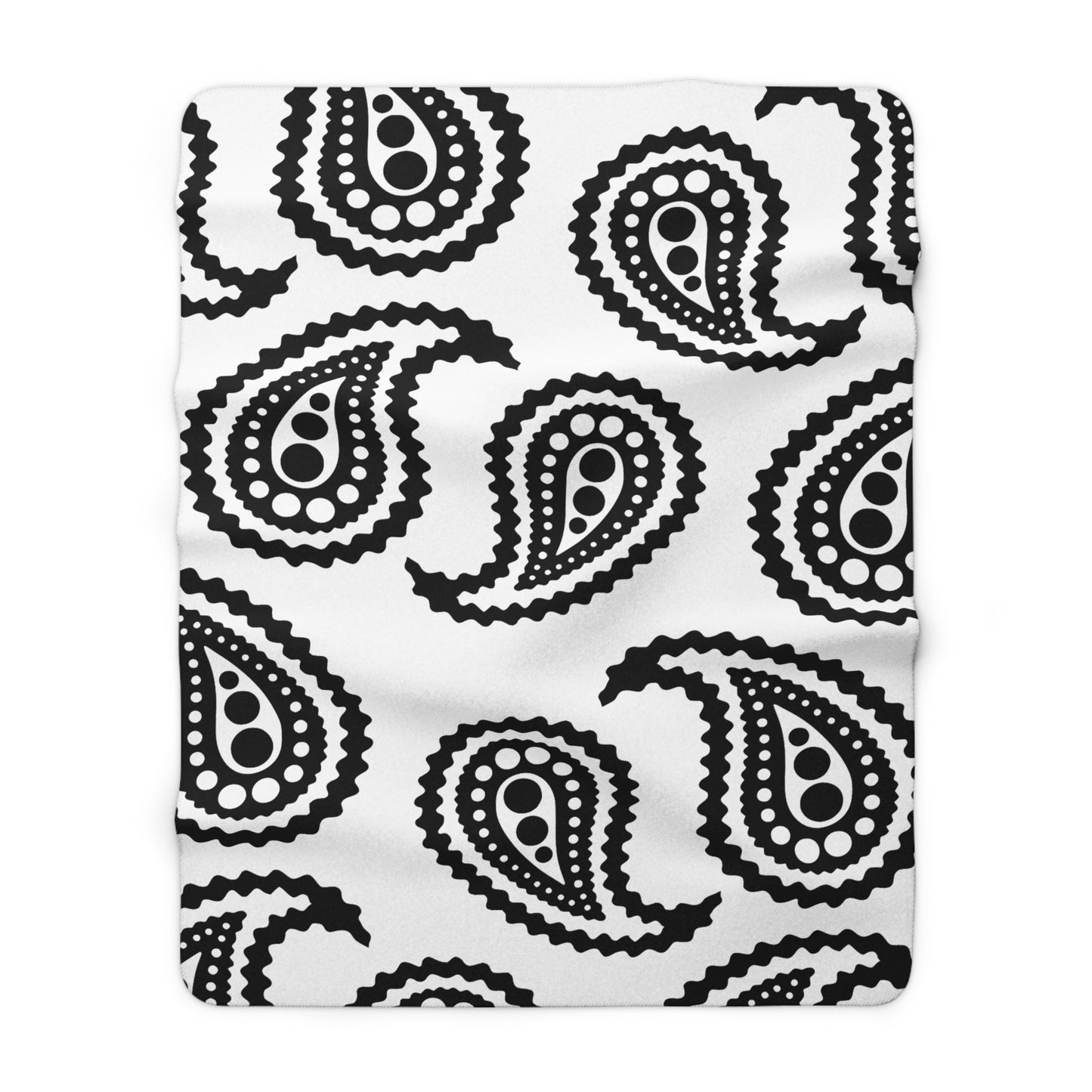 White, Black Retro Paisley Blanket Throw