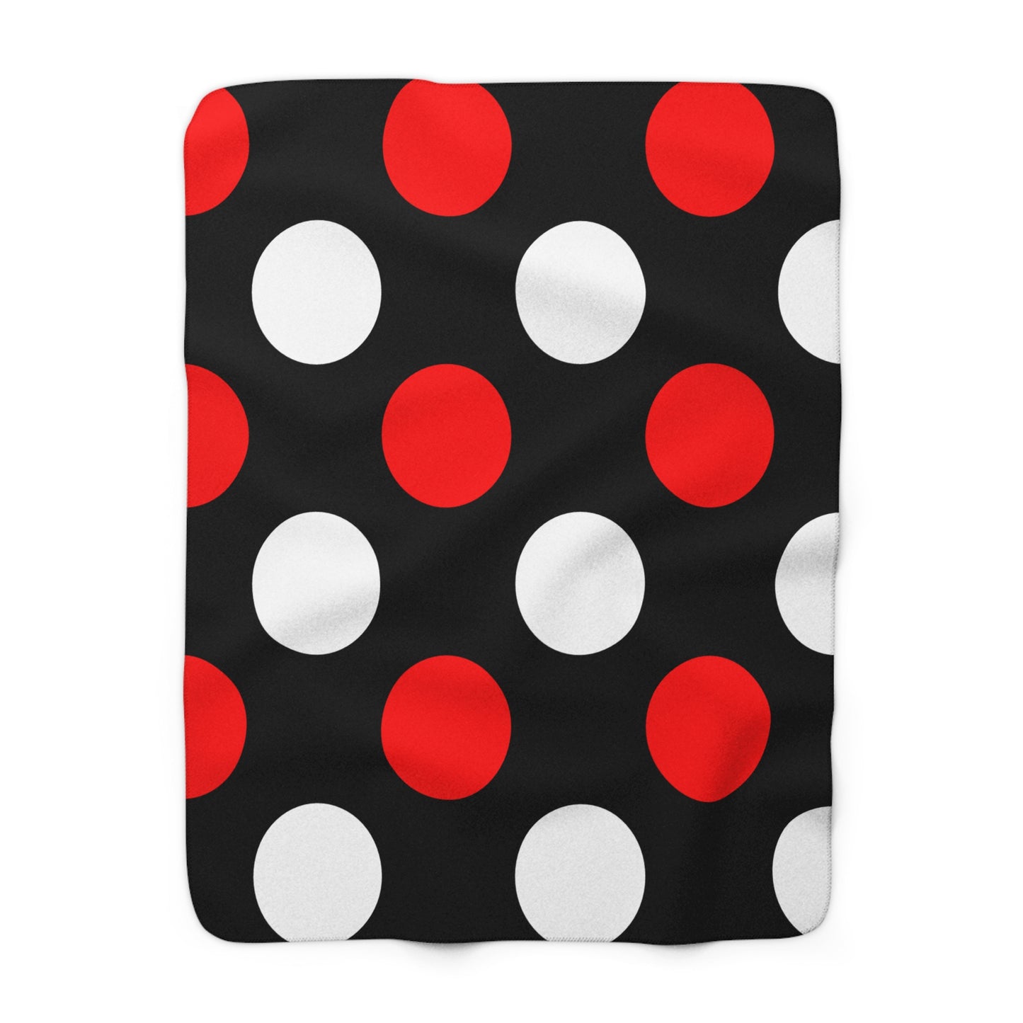 Black, White, Red Retro Polka Dots Blanket Throw