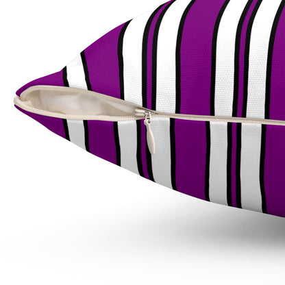 Purple, White Retro Stripes Cushion Pillow