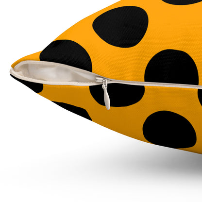 Orange, Black Retro Polka Dots Cushion Pillow