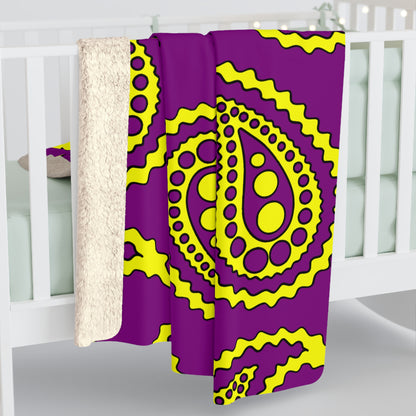 Purple, Yellow Retro Paisley Blanket Throw