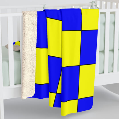 Blue, Yellow Retro Check Blanket Throw