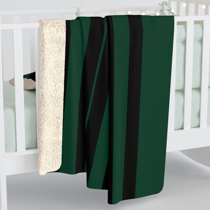 Dark Green, Black Retro Stripes Blanket Throw
