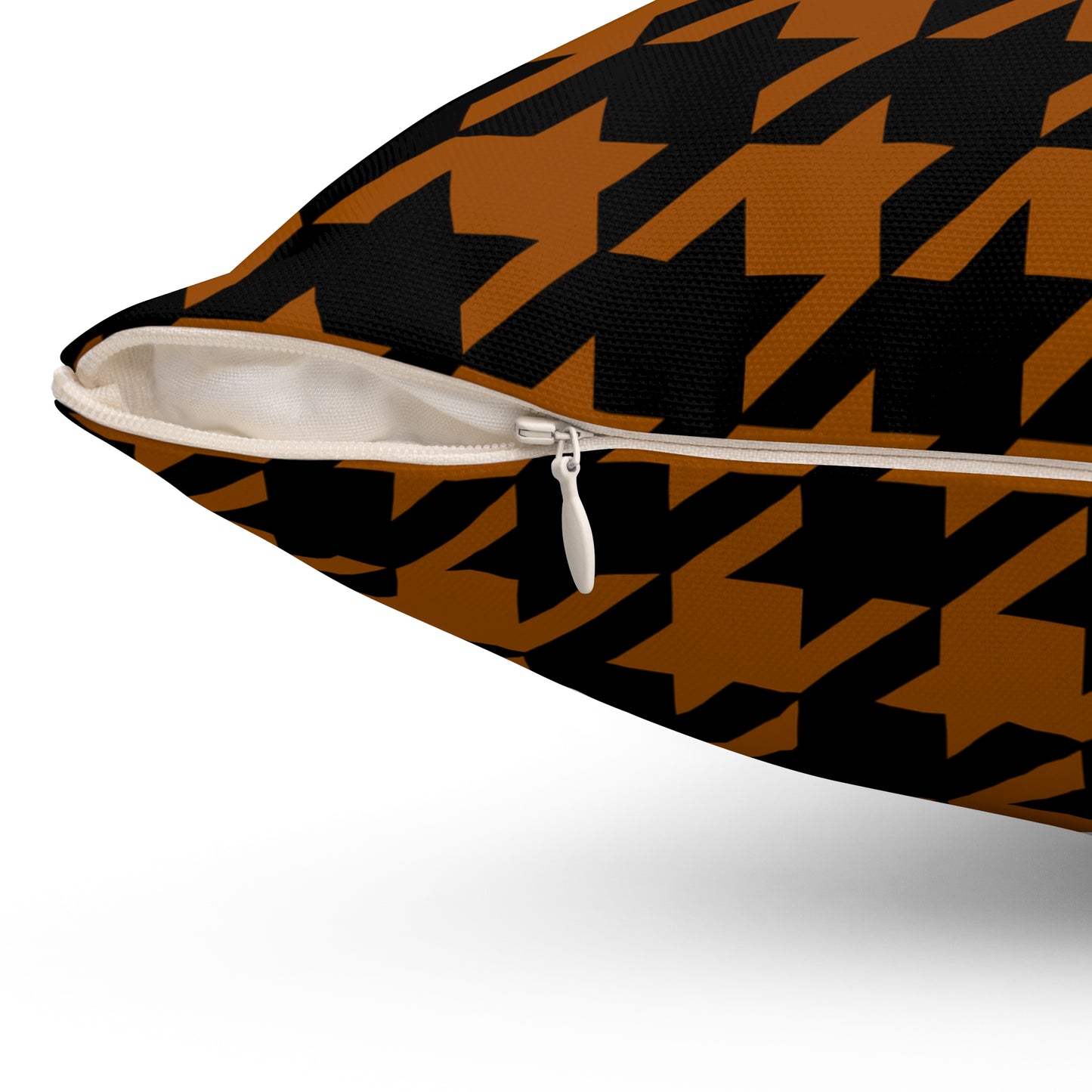 Brown, Black Retro Houndstooth Cushion Pillow