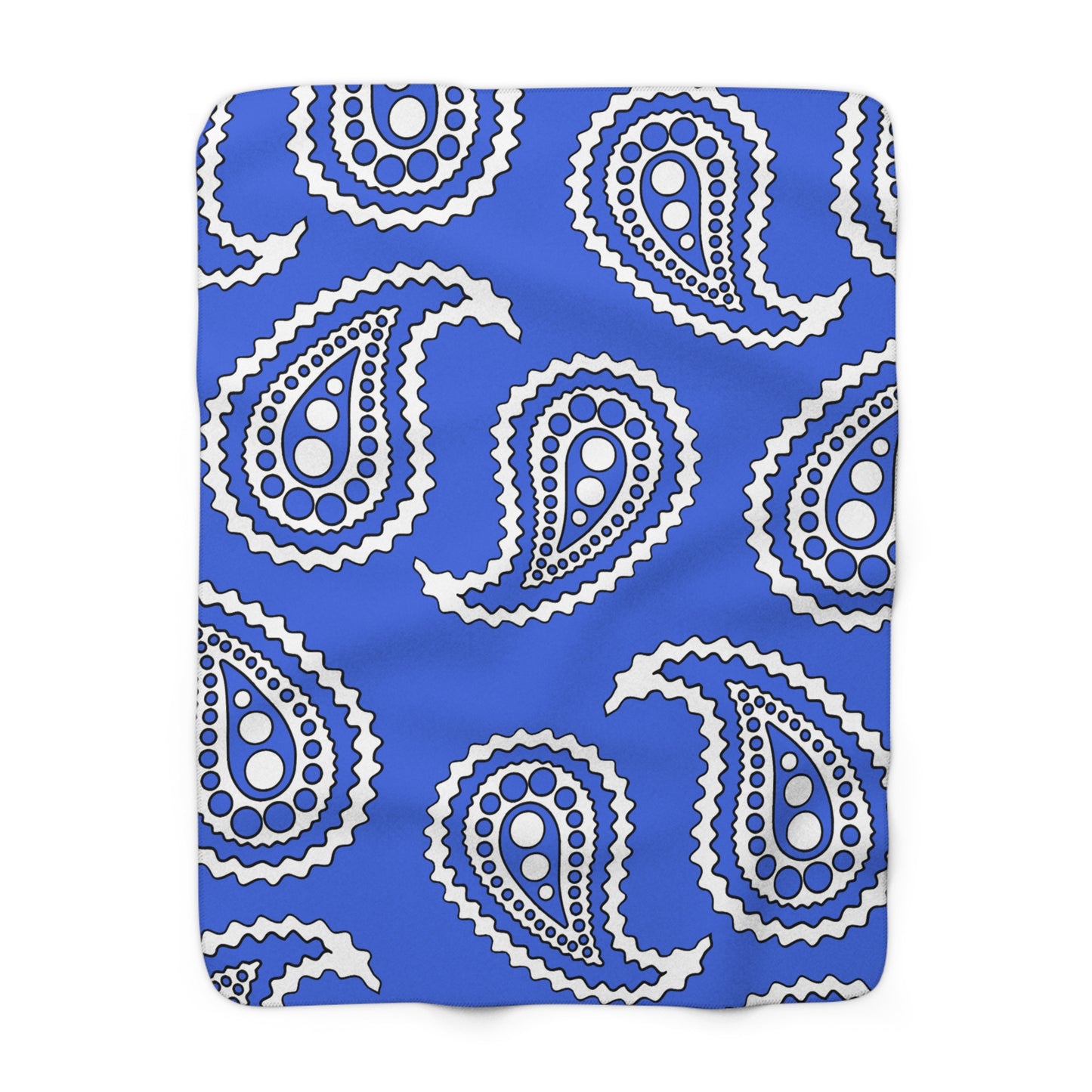 Royal Blue, White Retro Paisley Blanket Throw