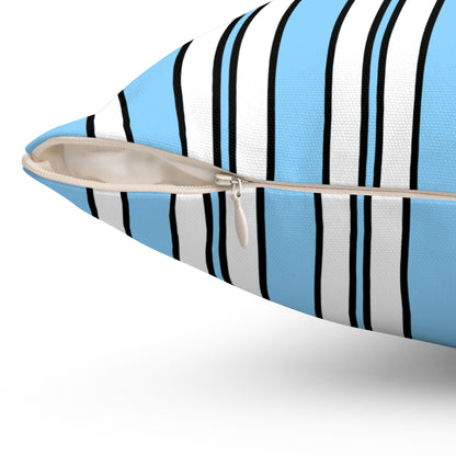 Light Blue, White Retro Stripes Cushion Pillow