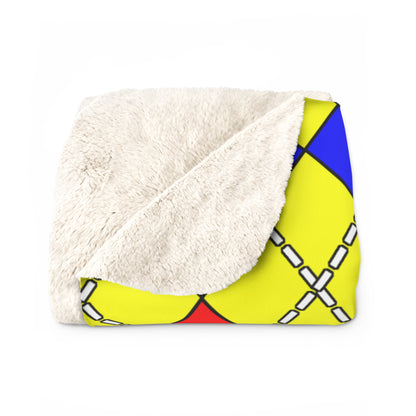 Yellow, Blue, Red Retro Argyle Blanket Throw