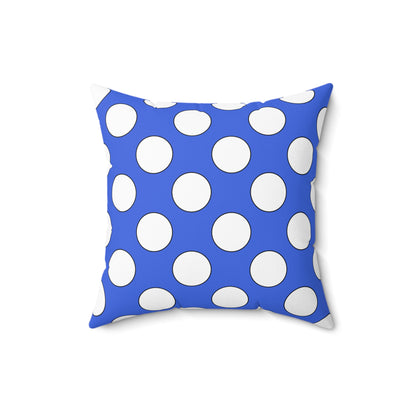 Royal Blue, White Retro Polka Dots Cushion Pillow