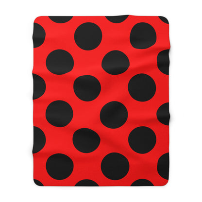 Red, Black Retro Polka Dots Blanket Throw