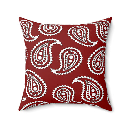 Dark Red, White Retro Paisley Cushion Pillow